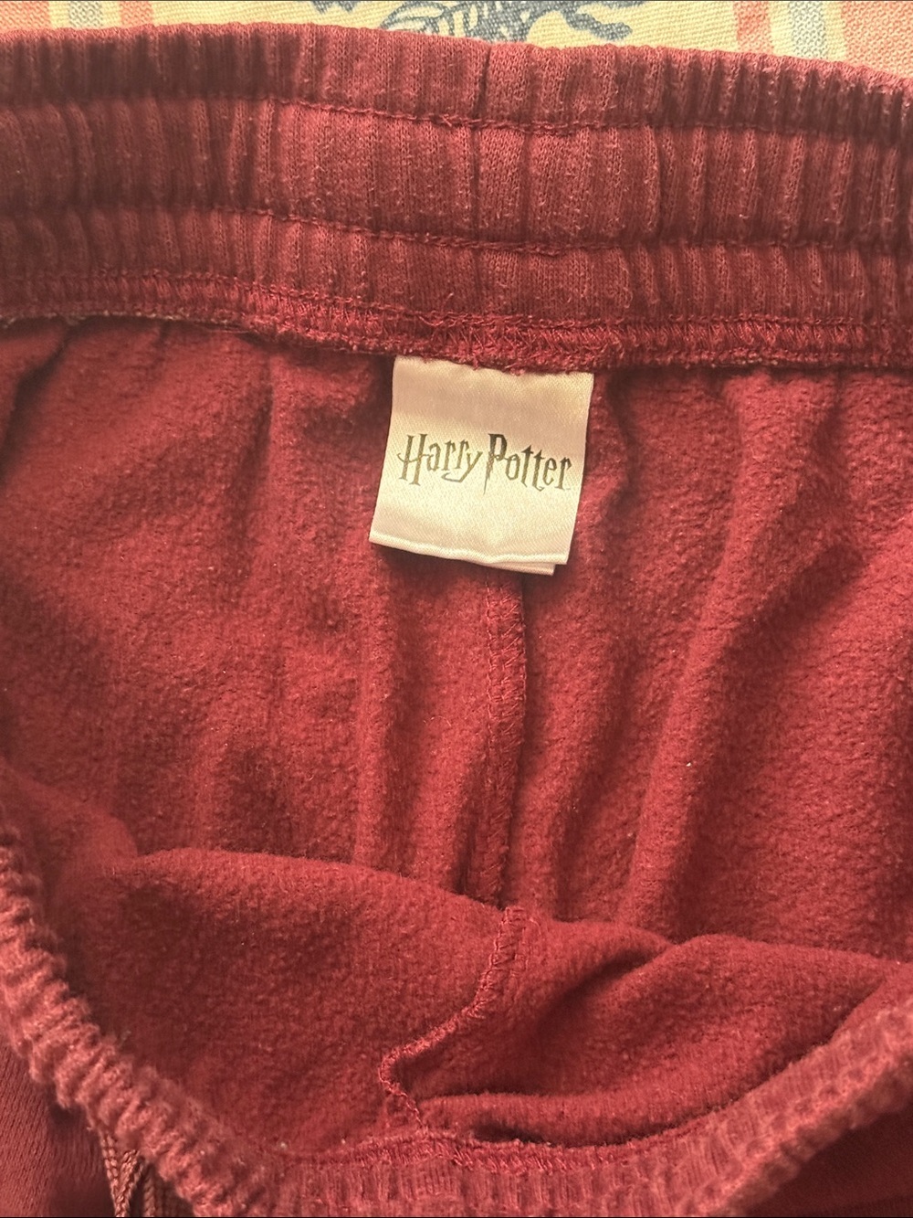 Harry Potter Hogwarts Burgundy Track Joggers *marks on right knee - Picture 2 of 4
